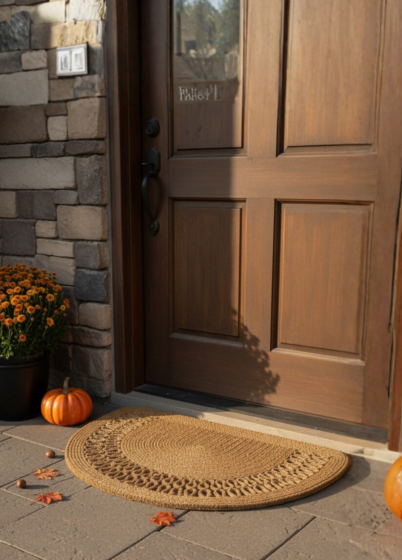 HomeAura Natural Jute Pattern Detailed Doormat