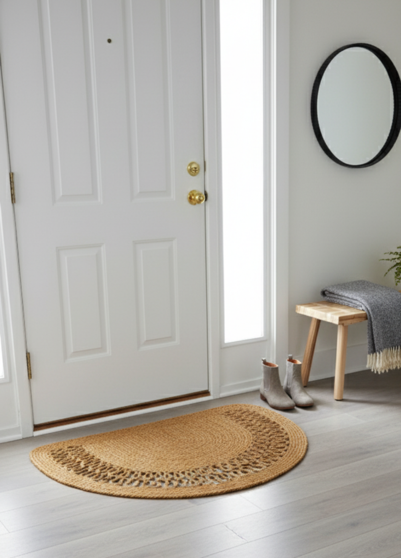 HomeAura Natural Jute Pattern Detailed Doormat