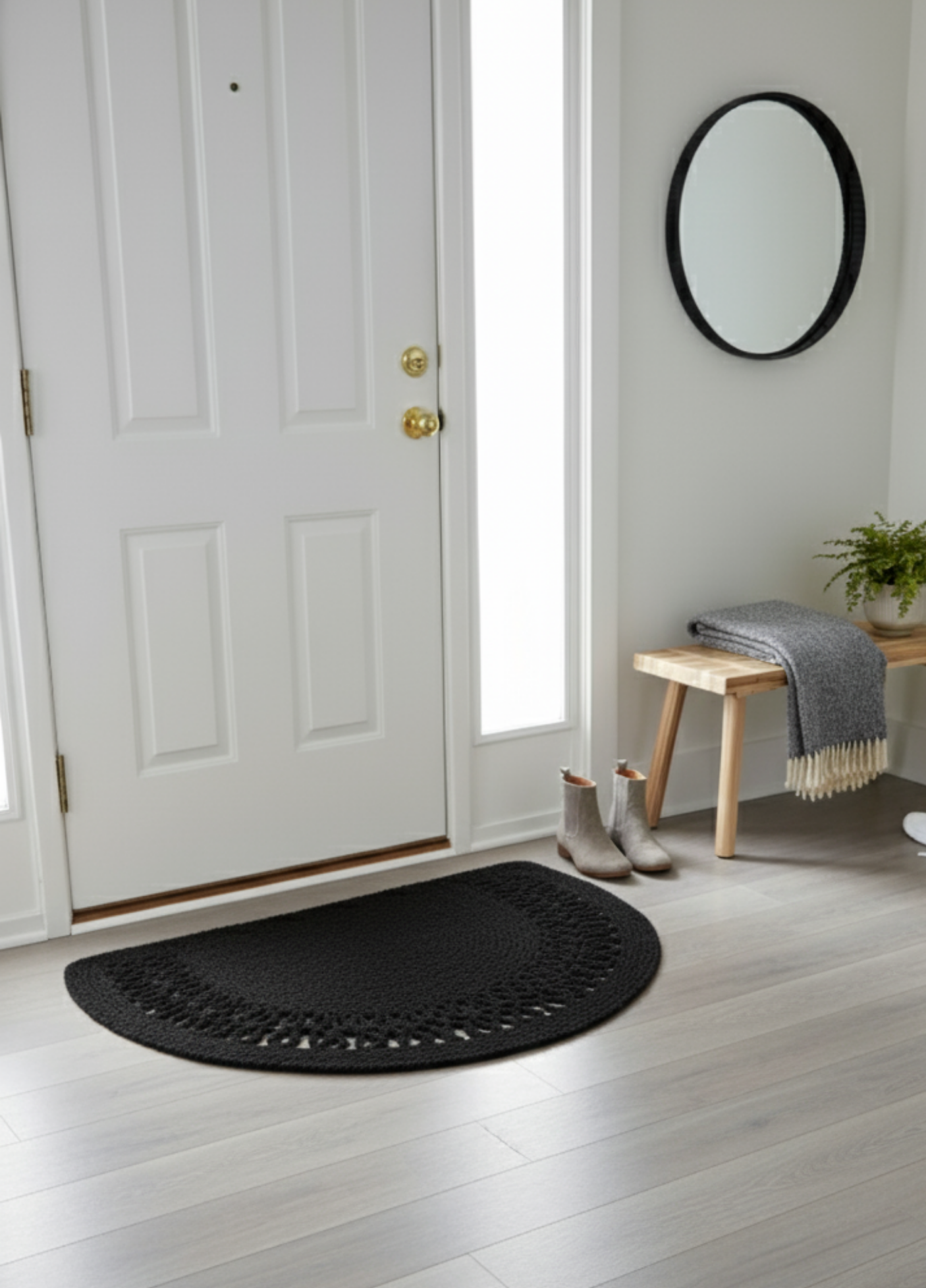 HomeAura Natural Jute Pattern Detailed Doormat