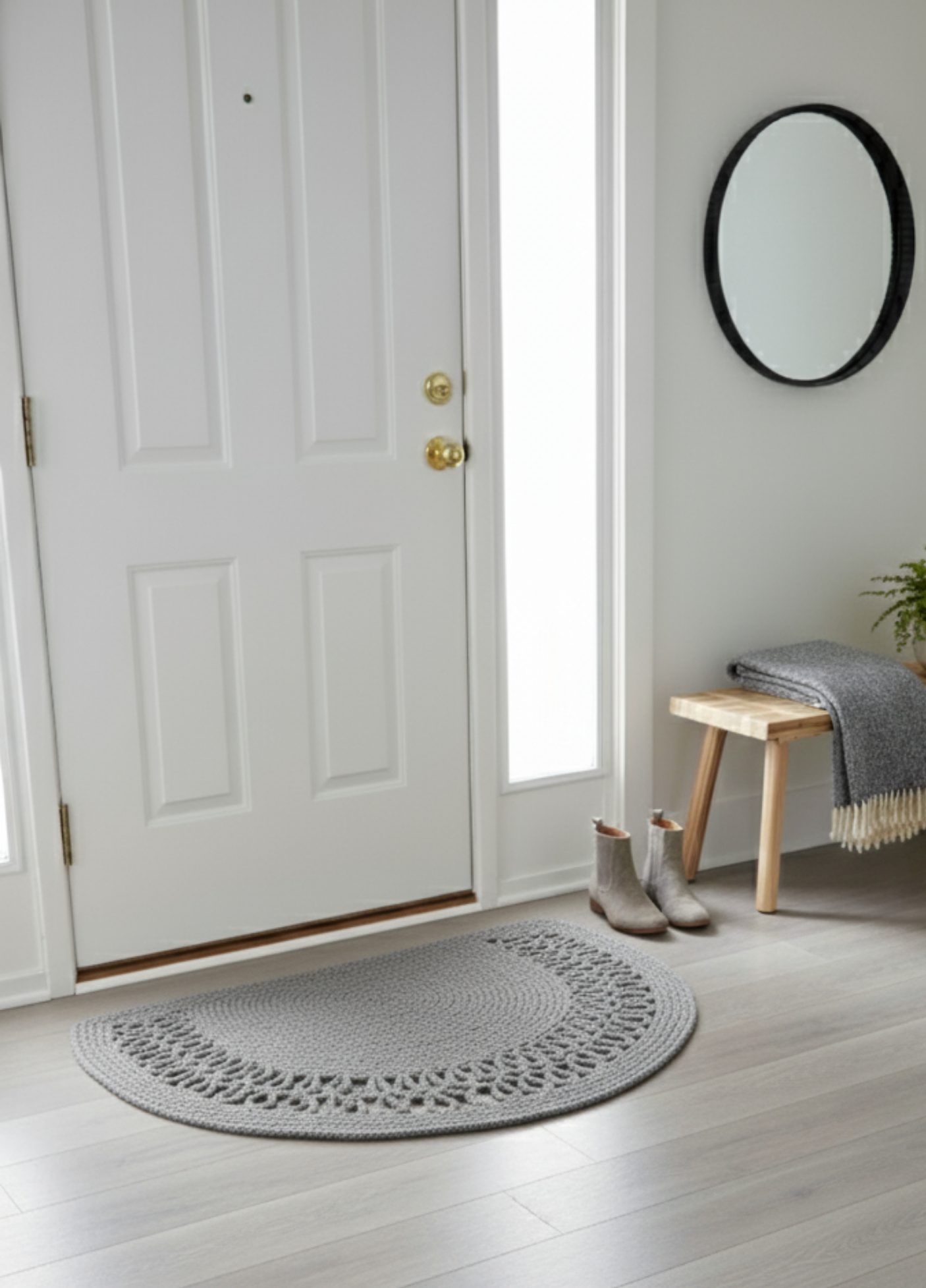 HomeAura Natural Jute Pattern Detailed Doormat